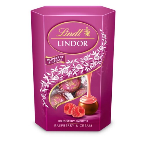 Lindor praliny mleczne z nadzieniem malinowym Lindt 200 g