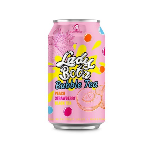 Napój niegazowany Bubble Tea o smaku brzoskwinia-truskawka  Lady Boba 320 ml