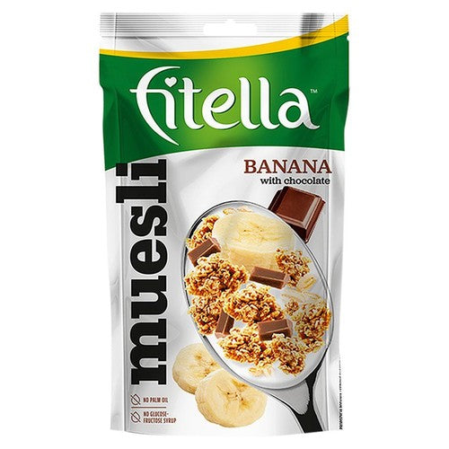 Musli chrupkie bananowe z kawałkami czekolady. Fitella 50 g