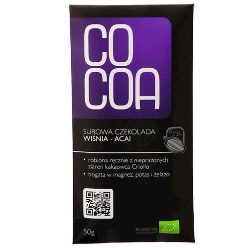 BIO Czekolada surowa wiśnia z acai Cocoa 50 g