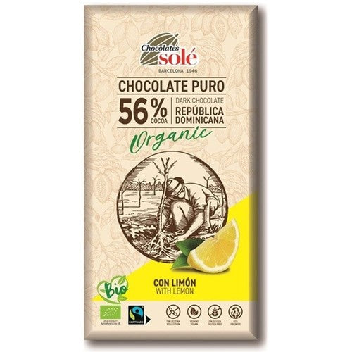 BIO Czekolada gorzka z cytryną 56% kakao   Sole 100 g